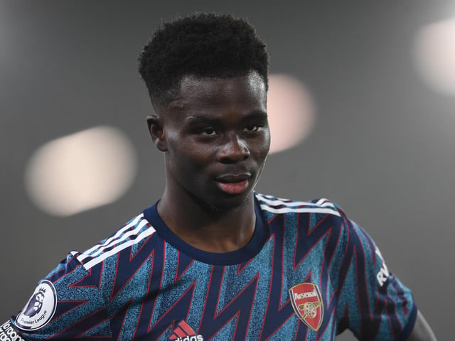England international Saka found the net at Elland Road back in December. Leeds will likely task Junior Firpo with stopping the 21-year-old on Sunday (Photo by Stuart MacFarlane/Arsenal FC via Getty Images)