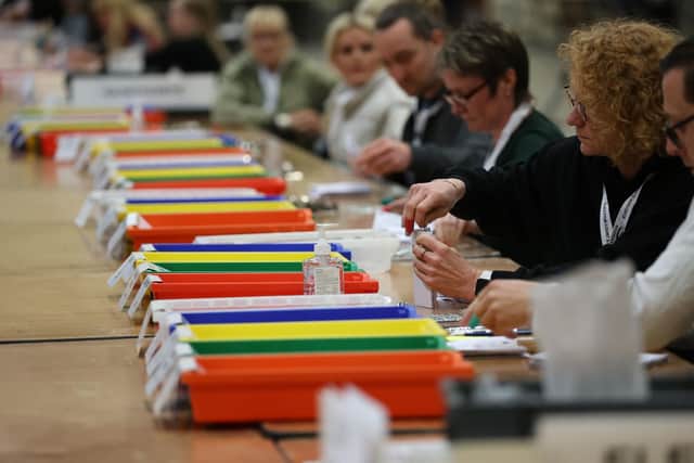 The count in Leeds gets underway at the city's First Direct Arena this morning. PIC: PA