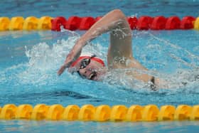 BEIJING, CHINA - AUGUST 16: Rebecca Adlington of Great Britain is seen on her way to winning gold and breaking Janet Evans 19 year old world record in the Women's 800m Freestyle Final during The Beijing Olympic Games on August 16, 2008 in Beijing, China. (Photo by Ian MacNicol/Getty Images)