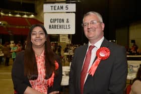 Labour councillors Salma Arif and James Lewis in celebratory mood.
