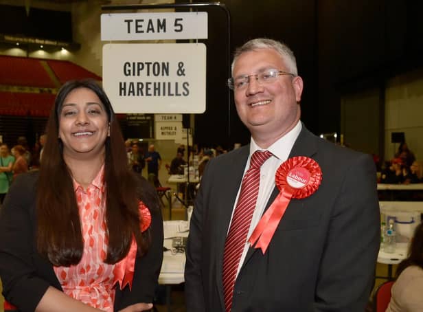 Labour councillors Salma Arif and James Lewis in celebratory mood.