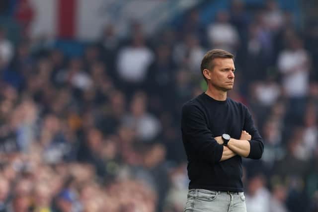 STANCE: Leeds United head coach Jesse Marsch looks on during the Whites' defeat by Manchester City (Photo by Matthew Ashton - AMA/Getty Images)