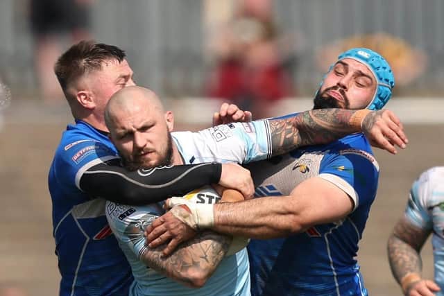 Featherstone's two-try Luke Briscoe who passed the 100-career try milestone in the 1895 Cup semi-final win over Barrow. Picture: John Clifton/SWpix.com.