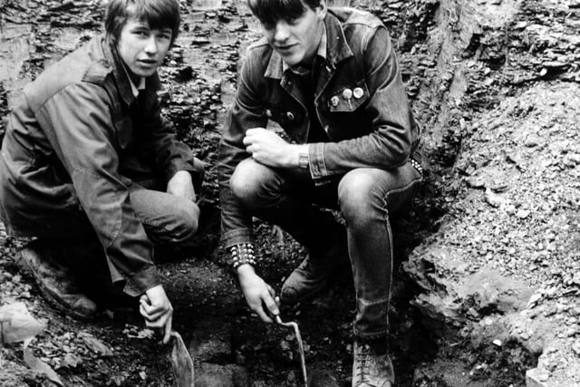These boys on a YTS project at Bramley Community Centre on Waterloo Lane in July 1984 unearthed fossilised tree roots 290 million years old - older than the dinosaurs.