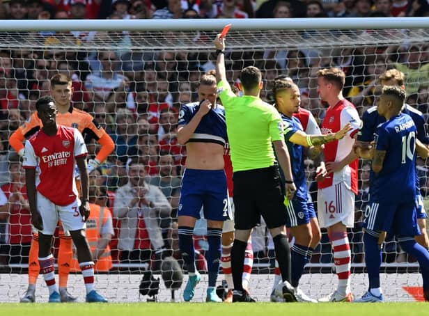 SEASON OVER - Luke Ayling's red card at Arsenal has left Leeds United without a natural right-back for the final three Premier League games against Chelsea, Brighton and Brentford. Pic: Getty