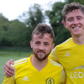 Horsforth goalscorers Sean Fitzpatrick and Luke Norman after Saturday's 2-0 home West Yorkshire League Premier win over Hall Green United. Picture: Steve Riding.