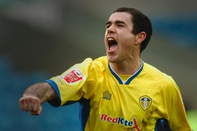Andy Hughes celebrates scoring against Millwall at The Den in April 2008.