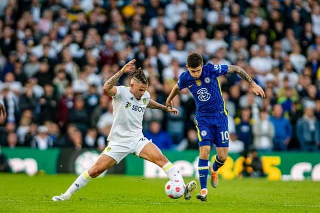 TOUGH NIGHT: For Leeds United and Kalvin Phillips, left, pictured batting it out with Chelsea's Christian Pulisic, right, in Wednesday evening's 3-0 reverse at Elland Road. Picture by Tony Johnson.