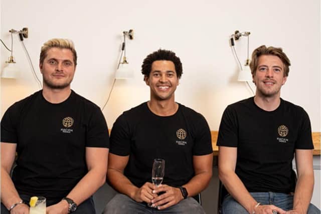 From left to right, Jordan Myers, Seb Francis and Ashley Mitchell, founders of HACIEN Tequila