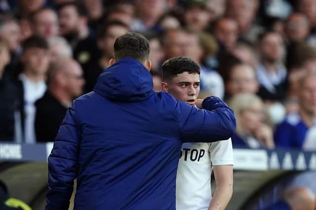 Dan James' red card against Chelsea means he misses Leeds United's remaining two fixtures. Picture: Mike Egerton/PA Wire.