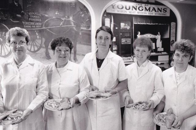 Staff at Youngmans serve up of the last meals in the restaurant in 1989. Pictured, from left, are Alice Brookes, Vivienne Bowers, Anne Sissons, Audrey Smith and Sandra Jubb.