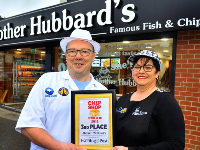 This is Steve Keighley and Julie Oxley of Mother Hubbard's fish and chip shop in Harehills. They finished third in the 2018 YEP Fish and Chip Shop of the year competition.