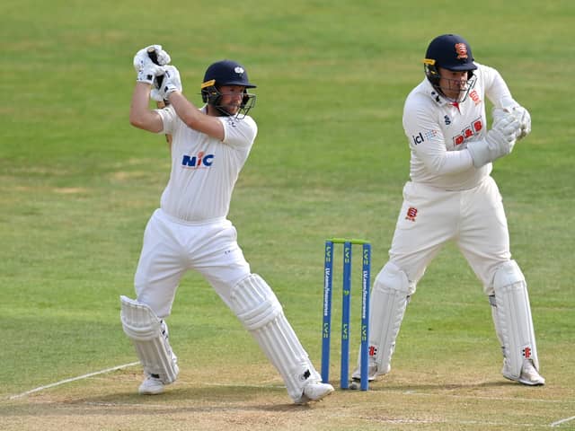 ENTERTAINER: Yorkshire's Adam Lyth of Yorkshire cuts through cover point against Essex at Chelmsford last week. Picture: Justin Setterfield/Getty Images