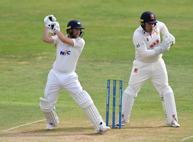 ENTERTAINER: Yorkshire's Adam Lyth of Yorkshire cuts through cover point against Essex at Chelmsford last week. Picture: Justin Setterfield/Getty Images