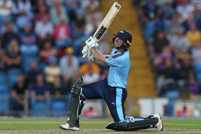 RECORD BREAKER: Adam Lyth on his way to scoring 161 for Yorkshire Vikings against Northants in the NatWest T20 Blast at Headingley in August 2017. Picture: Nigel Roddis/Getty Images