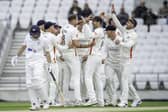 Lancashire's celebrate Tom Bailey's dismissal of Yorkshire's Adam Lyth. Picture: Allan McKenzie/SWpix.com