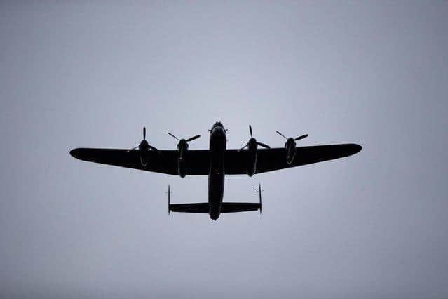 A Lancaster Bomber flies over Elland Vintage Fair, Elland Cricket Club. Picture: Bruce Fitzgerald
