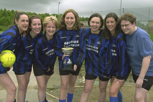 Members of the Begbies Traynor Ladies 5 a-side football squad were celebrating a double in the Leeds Law League. Pictured, from left, with the Ladies Cup are Karen Harker, Kim Hardy, Sue Scholes, Claire Harker, Colette Taylor, Holly Staveley and Katy McManus.