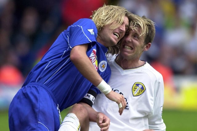 Lee Bowyer clashes with Leicester City's Robbie Savage.