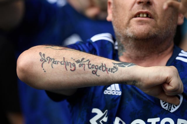 A United fan flaunts his commitment to the club.