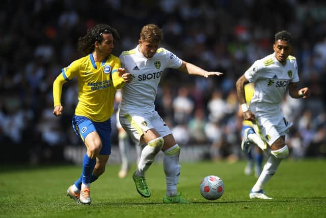 MORE LIKE IT: Leeds United looked much better with Joe Gelhardt, centre, playing a full game upfront and with Brazilian international Raphinha, right, on the actual wing as opposed to at right back. Picture by Jonathan Gawthorpe.