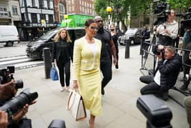 Rebekah Vardy arrives at the Royal Courts Of Justice, London, as the high-profile libel battle between Rebekah Vardy and Coleen Rooney continues. Picture date: Monday May 16, 2022.