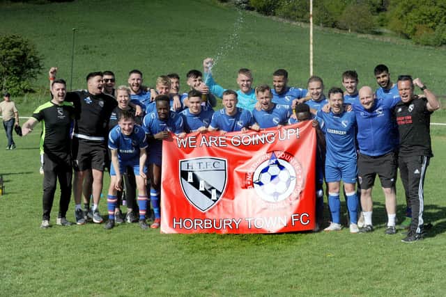 Horbury Town beat Rawdon OB 6-3 in their last game in the West Yorkshire League before moving on to join the NCE League Division 1 next season. Town top the Premier Division and need Horsforth St Margarets to lose on Saturday against Knaresborough Town
to secure the title. Picture: Steve Riding.