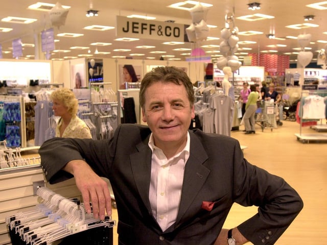 Designer Jeff Banks visited Sainsbury's Saver Centre at the White Rose Shopping Centre where her opened his Jeff & Co collection.