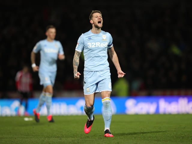 Liam Cooper celebrates after equalising.