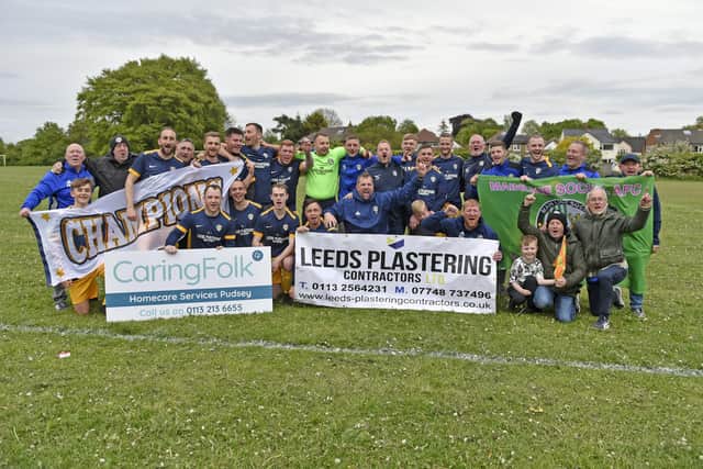 Leeds Combination League Jubilee Premier champions Main Line Social who also won the Sanford Cup in the 2021/22 season. Picture: Steve Riding.