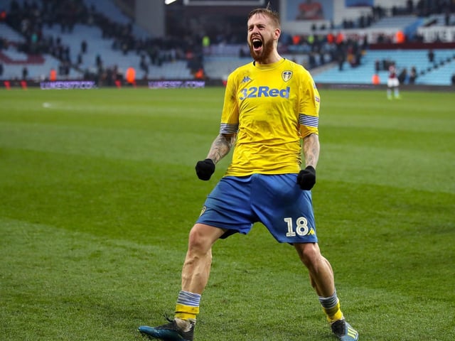 Pontus Jansson celebrates after the final whistle during the Sky Bet Championship match at Villa Park in December 2018.