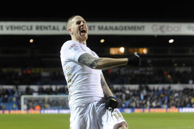 Pontus Jansson celebrates a win against Norwich City at Elland Road in December 2017. He scored the only goal of the game.