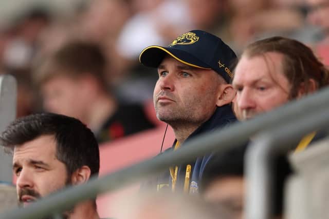 Leeds Rhinos' new head coach Rohan Smith watches from the stands at Salford. Picture: John Clifton/SWpix.com.