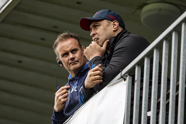 Wakefield Trinity head coach Willie Poching with assistant Francis Cummins. Picture: Tony Johnson.