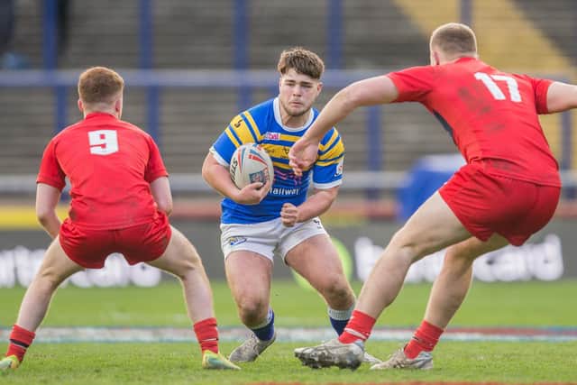 Billy Davies on the attack for Rhinos' academy. Picture by Craig Hawkhead/Leeds Rhinos.