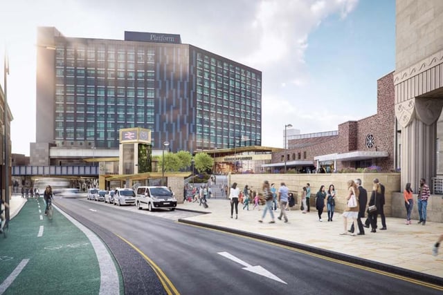 This is an artist's impression of what Bishopgate Street will look like following the council's extensive Leeds Station Gateway work, including improved cycle facilities, a better taxi rank and easier access to New Station Street. (Pic: Leeds City Council)