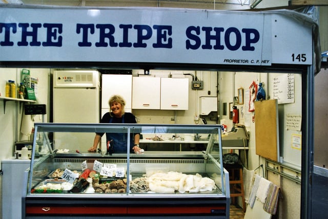 The Tripe Shop pictured in October 1999. Produce such as Heel, Savoury Ducks, Black Pudding and polony can be seen on display.