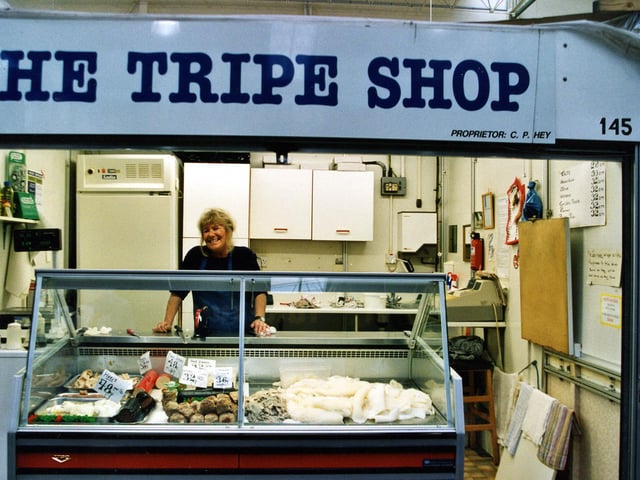 The Tripe Shop pictured in October 1999. Produce such as Heel, Savoury Ducks, Black Pudding and polony can be seen on display.