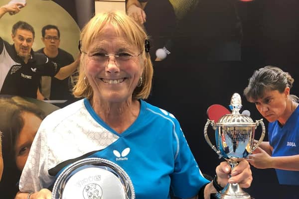 A 70-year-old from Farsley can now say she is the best senior table tennis player in the country after defeating a host of rivals in the national championships.