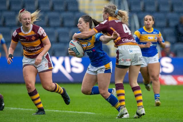 Fran Goldthorp scored three of Rhinos' 12 tries against Giants. Picture by Bruce Rollinson.