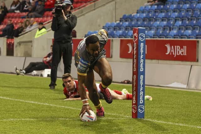 Double: Castleford’s talented young winger Jason Qareqare, above, scored two tries in the defeat at Salford. Picture by Paul Currie/SWpix.com