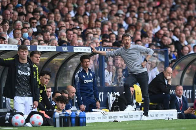 WAIT AND SEE: Whites boss Jesse Marsch, right, and his Leeds United side must now get a positive result at Brentford which is better than Burnley's against Newcastle United in order to stay up. Photo by Stu Forster/Getty Images.