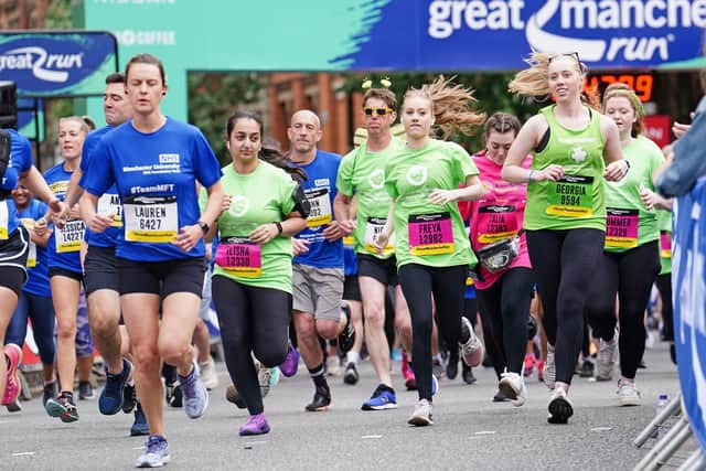 More than 20,000 racers take part in the Great Manchester Run through Manchester city centre, to mark the five-year anniversary of the Manchester Arena bombing. Picture: PA