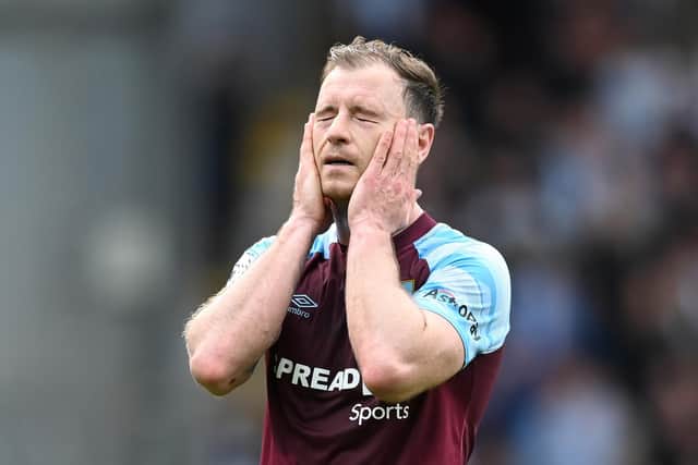 NO EXCUSES: For Burnley's relegation which meant survival for Leeds United says Clarets striker Ashley Barnes, above, pictured during Sunday's 2-1 defeat at home to Newcastle United. Photo by Gareth Copley/Getty Images.