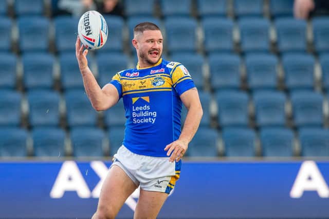 James Bentley scored Rhinos' first two tries against Wakefield before being sin-binned. Picture by Bruce Rollinson.