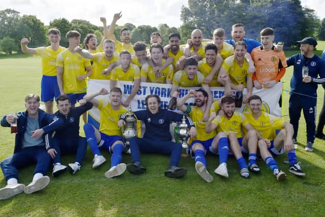 Horsforth St Margarets celebrate their West Yorkshire League-Cup double. Picture: Steve Riding.