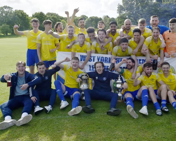 Horsforth St Margarets celebrate their West Yorkshire League-Cup double. Picture: Steve Riding.