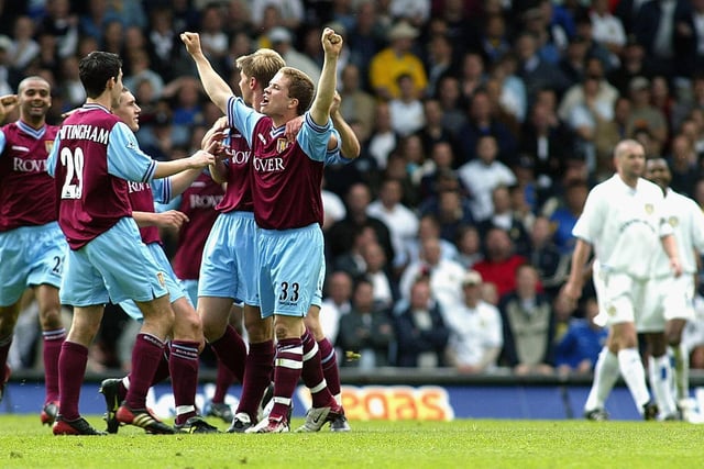 Aston Villa's Joey Gudjonsson celebrates with teammates after lashing in an equaliser.