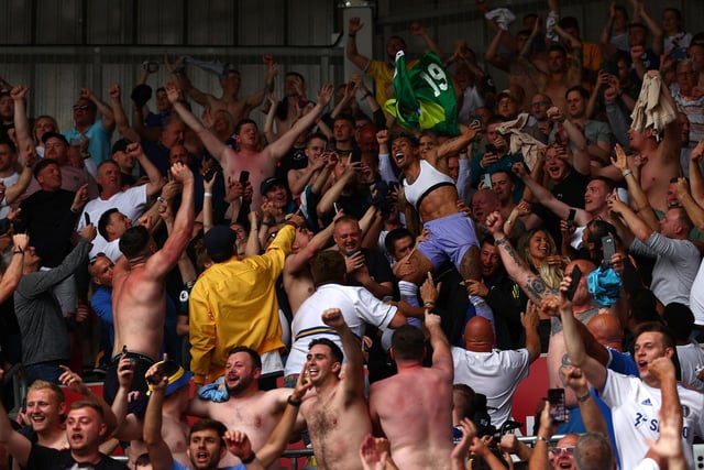 The final day of the Premier League season, later than normal due to the World Cup. Leeds United's fans will be hoping it is rather less stressful than this year's, above, but ultimately there were joyous scenes as the Whites survived.