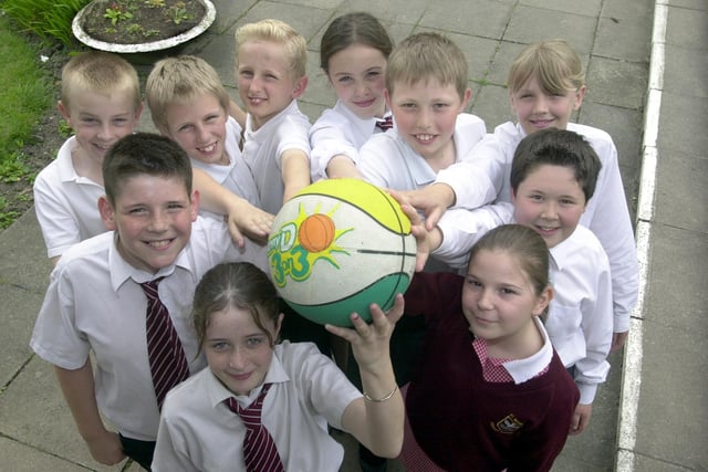 Pupils at St Nicholas Primary are pictured celebrating after winning the  Leeds schools basketball tournament.